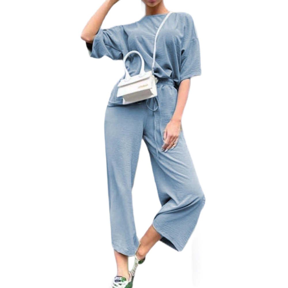 yes Σετ Γυναικεία Ζιπ Κιλότ & Μπλούζα Γαλάζιο Cante